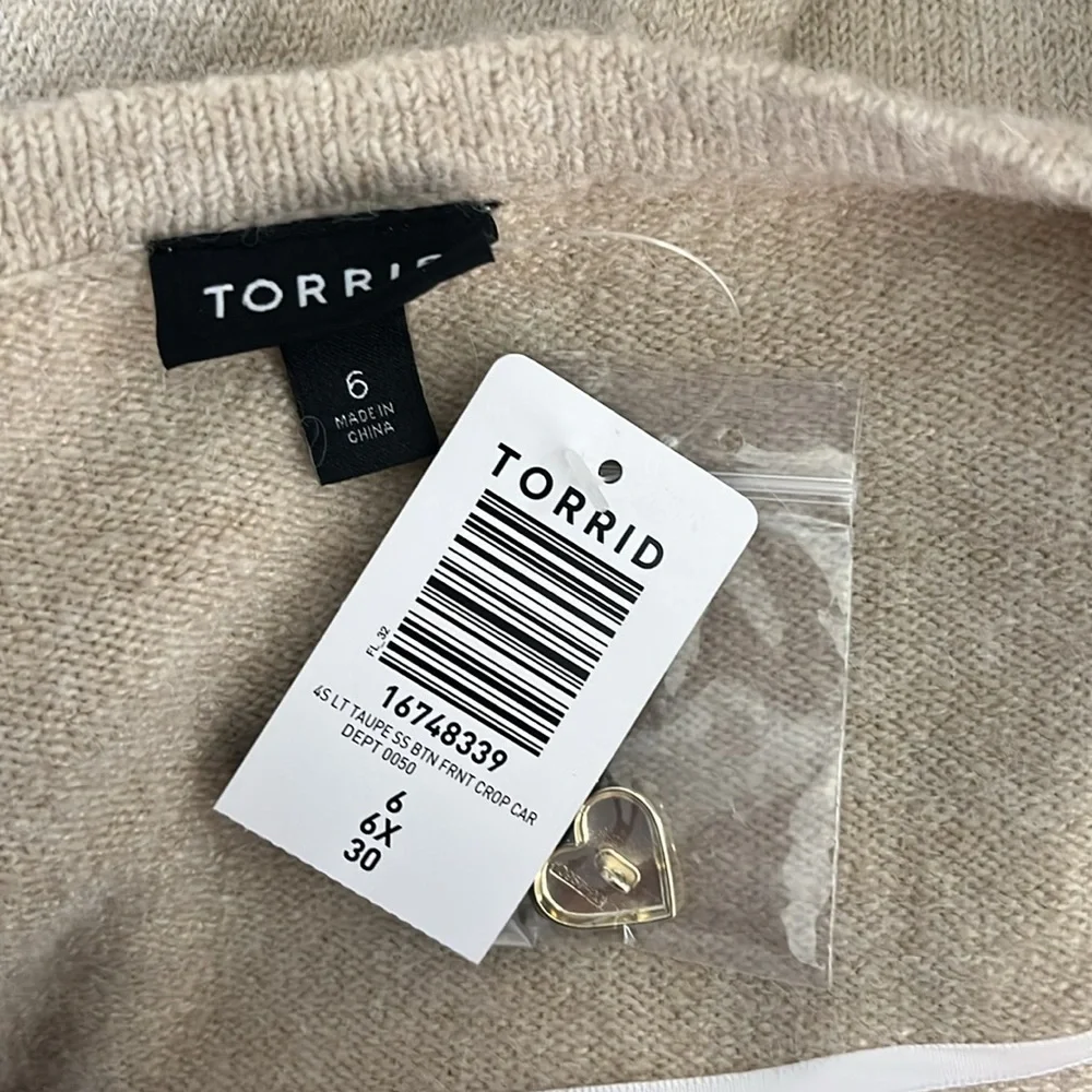 Torrid Vegan Cashmere Crop Cardigan Sweater